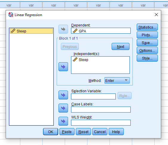 Screenshot of SPSS document