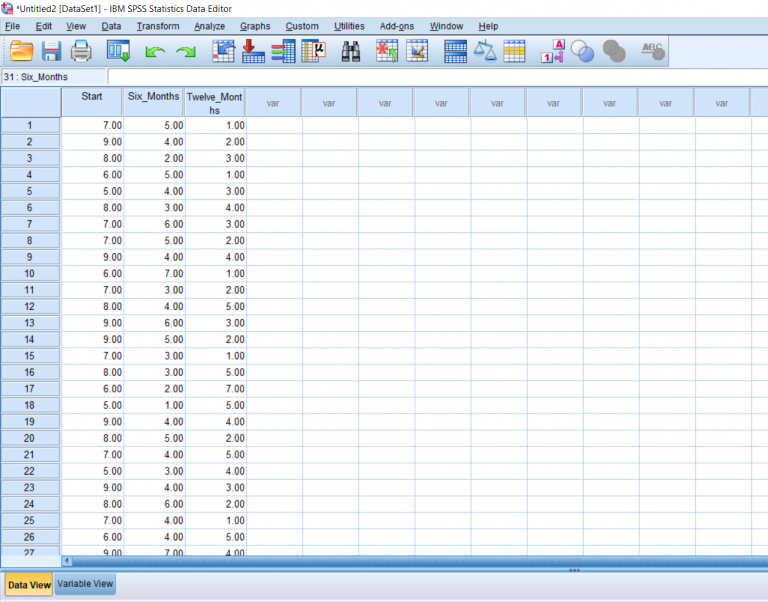 Screenshot of SPSS document